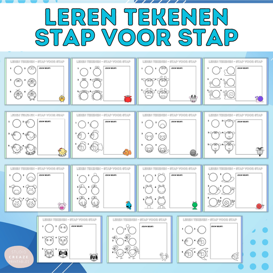 Leren tekenen: Dieren – Stap-voor-stap printable voor kinderen!