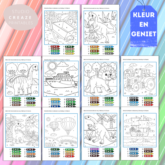 Kleuren op nummer printable voor jongens