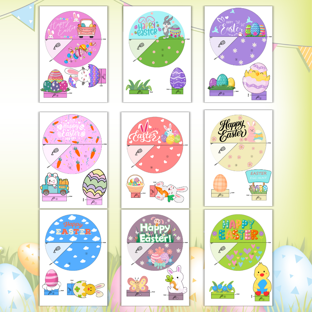 3D Paastafereeltjes knutselen – Printable knip- en plakwerk voor kinderen (9 verschillende tafereeltjes)