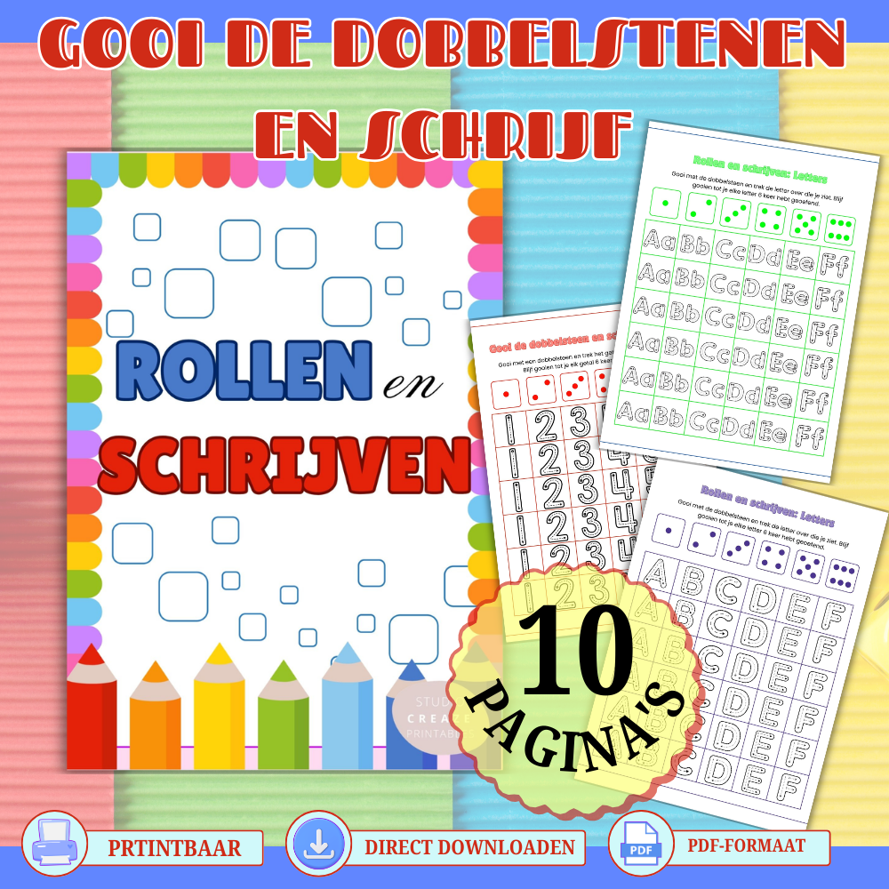 Roll en Schrijf Werkbladen – Letters & Cijfers