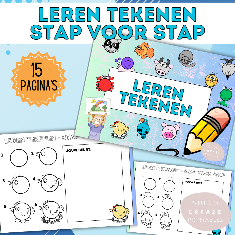 Leren tekenen: Dieren – Stap-voor-stap printable voor kinderen!