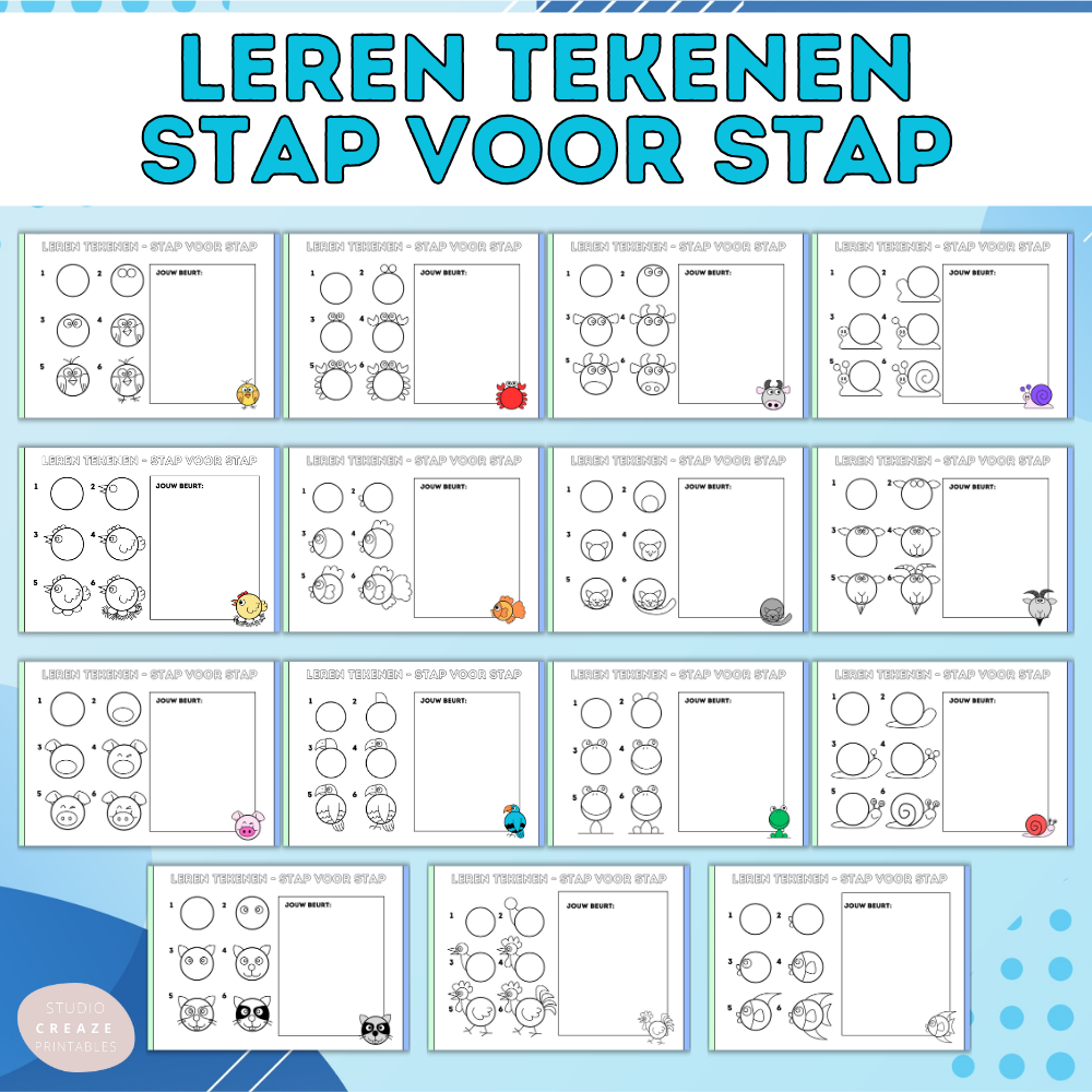 Leren tekenen: Dieren – Stap-voor-stap printable voor kinderen!