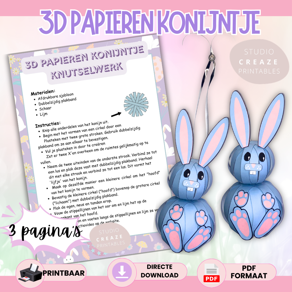 3D Papieren Konijntje